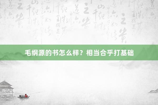 毛纲源的书怎么样？相当合乎打基础